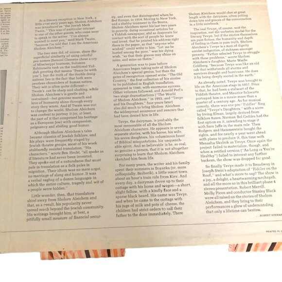 FIDDLER ON THE ROOF LONDON -LP Robert Merrill  - 1968 - Picture 5 of 10